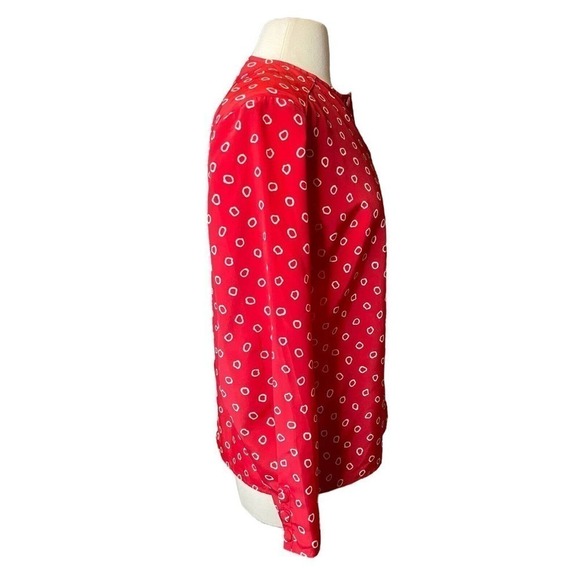 Oscar de la Renta Expressions Vintage 80’s Red White Polka Dot Blouse Top M - Picture 6 of 8